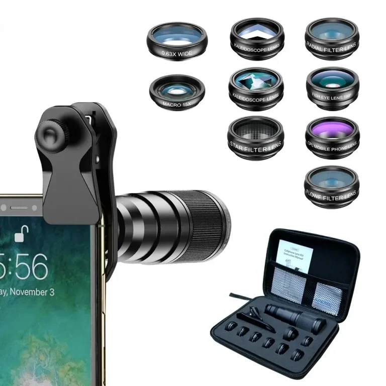 Kit Objectifs 10 En 1 Pour Smartphone - Fisheye, Grand Angle, Macro, CPL, Etc.